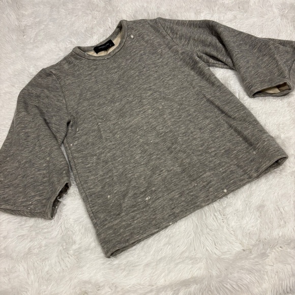 Derek Lam New York Gray Distressed Wool Blend short sleeve oversized Sweater Med - Picture 1 of 10